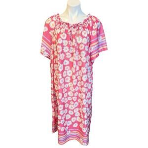 Vintage 90s Granada Pink Daisy Floral Nightgown Mumu House Dress Plus 3X USA